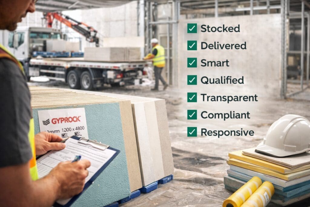 Plasterboard delivery from Perth plasterboard supplier to WA construction site